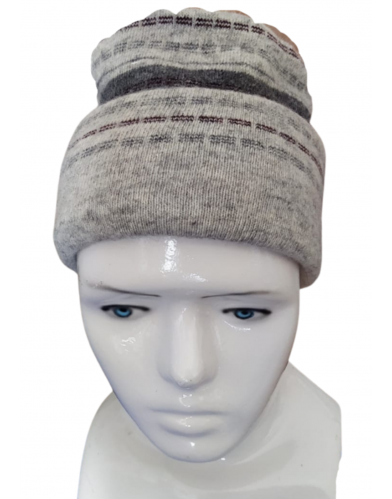 Angora wool matrix design cap grey
